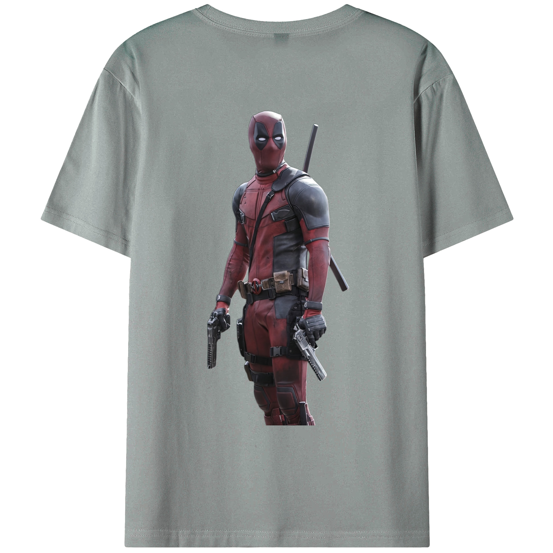 （画像用） Deadpool デッドプール 綿100％ メンズ半袖Tシャツ（バックプリント） 通気性